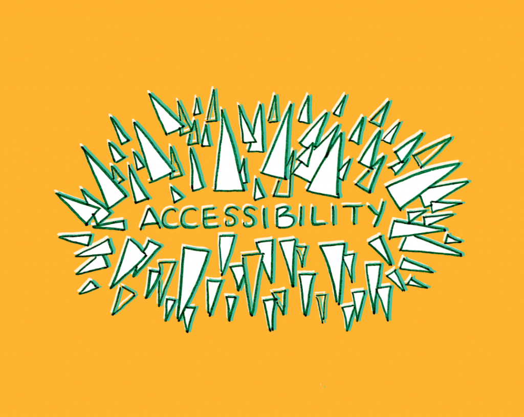 Illustrated spikes surrounding the word, "Accessibility."