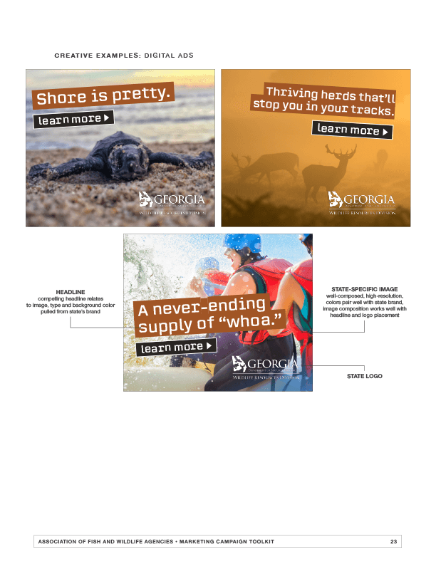 AFWA campaign tool kit sample page with example digital ads.