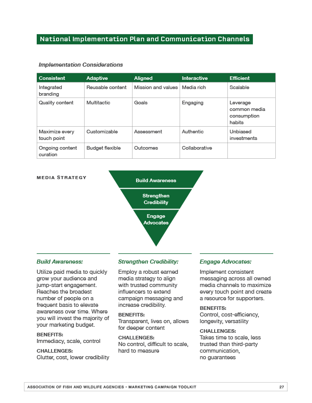AFWA campaign tool kit sample page with tips for media strategy.
