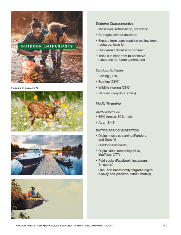 AFWA campaign tool kit sample page with sample photography.