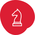 Line illustration of a chess piece.