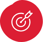 Line illustration of a bullseye with arrow hitting the center.